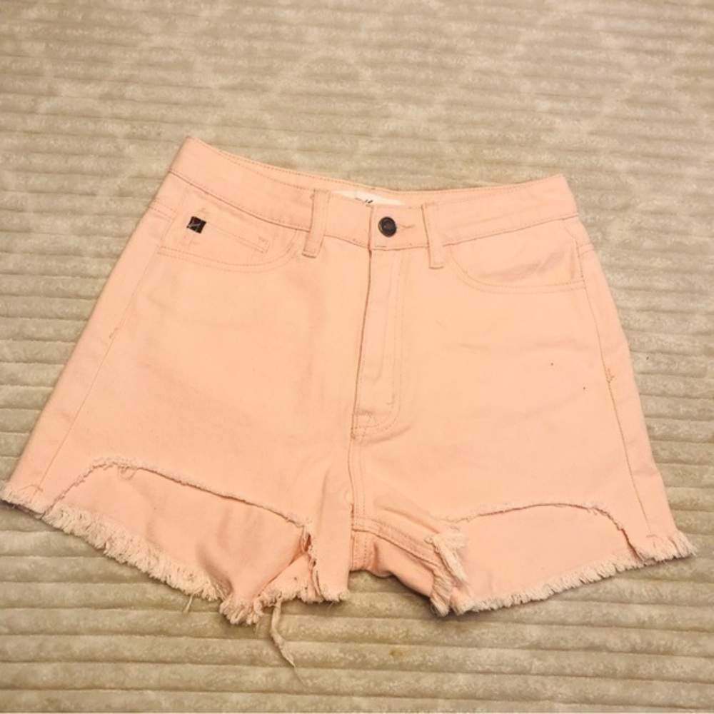 KanCan Light Pink High Waist Frayed Hem Jean Shorts Women’s Size Small